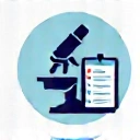 Eine Ikone, die ein Mikroskop und ein Datenblatt darstellt, um evidenzbasierte Ansätze zu symbolisieren.